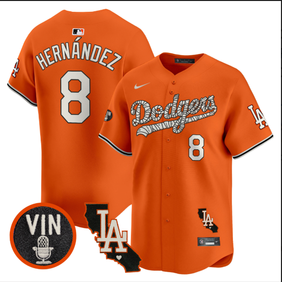 Men Los Angeles Dodgers 8 Hernandez 2025 orange Limited Stitched Jersey